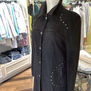 Barcelino fun plush vegan suede jacket with silver details fun and fabulous !!